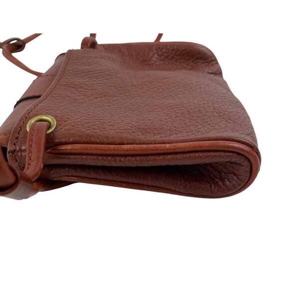 Vintage Liz Claiborne Brown Leather Crossbody Bag Buckle & Adjustable Strap - Picture 8 of 16